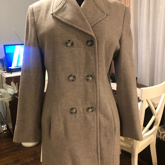 Designer Secret Garden Pea Coat, Sz 8, Gray, Cashmere Blend, Lined Double-Breast - Picture 3 of 12